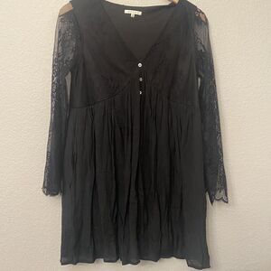 Baevely Black Long Sleeve Lace Swing Dress Size Medium